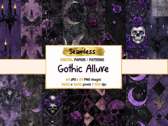 Download Gothic Allure Seamless Digital Paper - Digital Collection