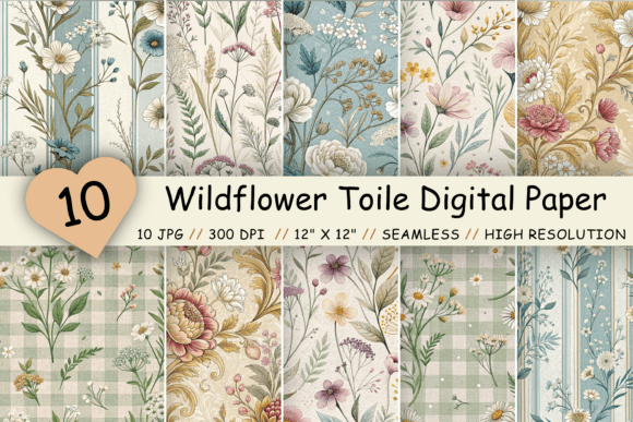 Download Wildflower Toile Digital Paper Pack - Digital Collection