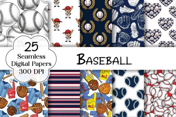 Download Baseball Digital Paper Bundle - Digital Collection