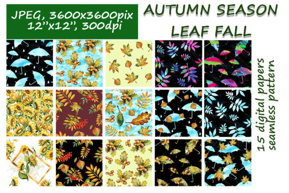 Download Autumn Leaf Fall Patterns Digital Papers - Digital Collection