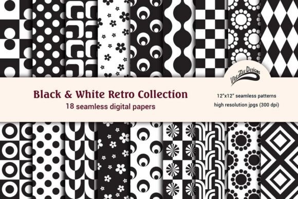 Download Seamless Black and White Digital Papers - Digital Collection
