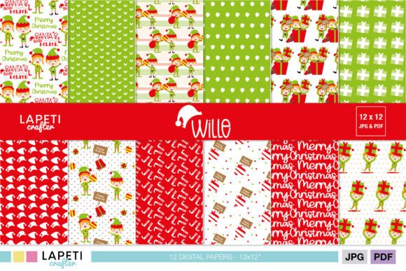 Download Christmas Elf Digital Scrapbooking Paper - Digital Collection