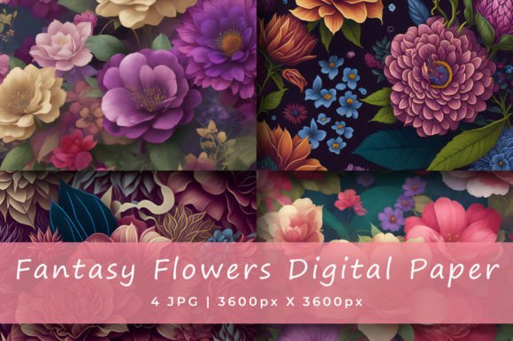 Download Fantasy Flowers Digital Paper Pattern - Digital Collection
