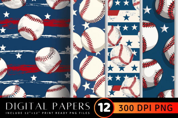 Download Baseball 4th of July Digital Paper Backg - Digital Collection