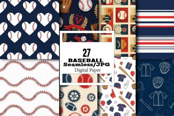 Download Seamless Baseball Digital Paper Bundle - Digital Collection