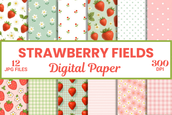 Download Strawberry Fields Digital Paper Pattern - Digital Collection