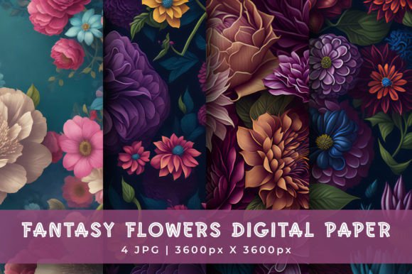 Download Fantasy Flowers Digital Paper Pattern - Digital Collection