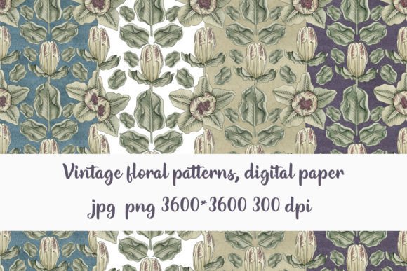 Download Vintage Floral Patterns, Digital Paper - Digital Collection