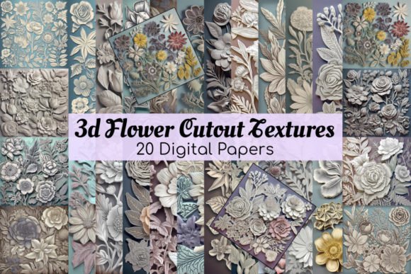 Download 3d Floral Flower Cutouts Digital Papers - Digital Collection