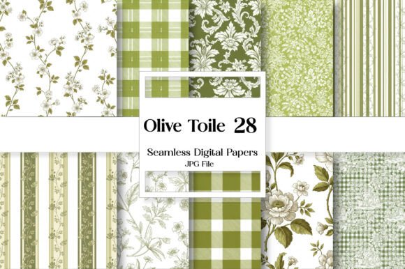 Download Olive Toile Digital Paper Pack, Vintage - Digital Collection