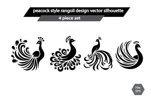 Download Peacock Style Rangoli Design Vector Silh - Premium Bundle