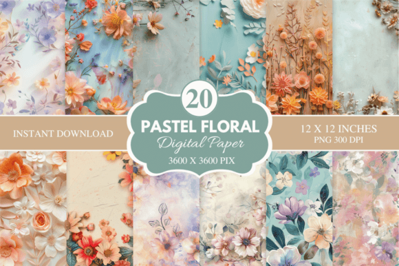 Download Pastel Floral Digital Paper Bundle - Digital Collection