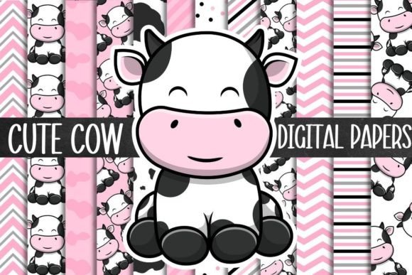 Download CUTE BABY COW DIGITAL PAPER PACK - Digital Collection
