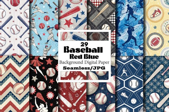 Download Baseball Red Blue Digital Papers Designs - Digital Collection