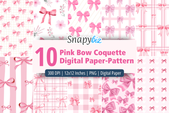 Download Pink Bow Coquette Digital Paper Pattern - Digital Collection