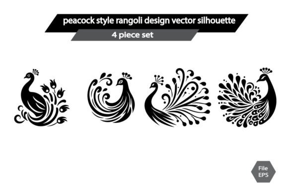 Download Peacock Style Rangoli Design Vector Silh - Premium Bundle