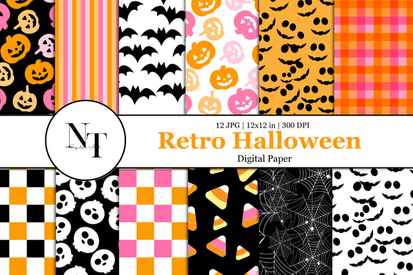 Download Retro Halloween Digital Paper Pattern - Digital Collection