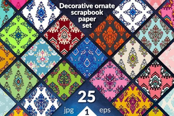 Download Digital Damask Scrapbooking Paper Set - Digital Collection