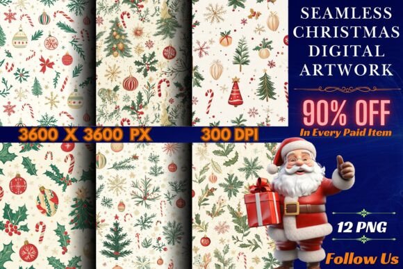 Download Seamless Christmas Digital Artwork - Digital Collection