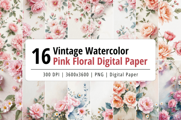 Download Vintage Pink Floral Digital Paper - Digital Collection